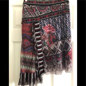 Desigual Midi Skirt with Fringe Detail